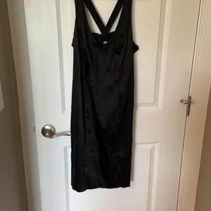 Black satin Nine West dress with bow